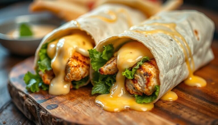 Cheesy Garlic Chicken Wraps